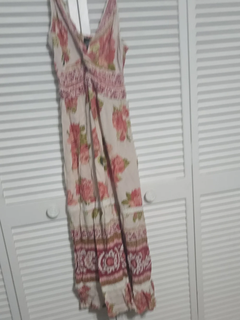 Angie Cream & Pink Floral Twist Front Tiered Maxi Dress Boho